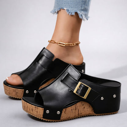 CASSIA™ | Sandales à semelle compensée en cuir