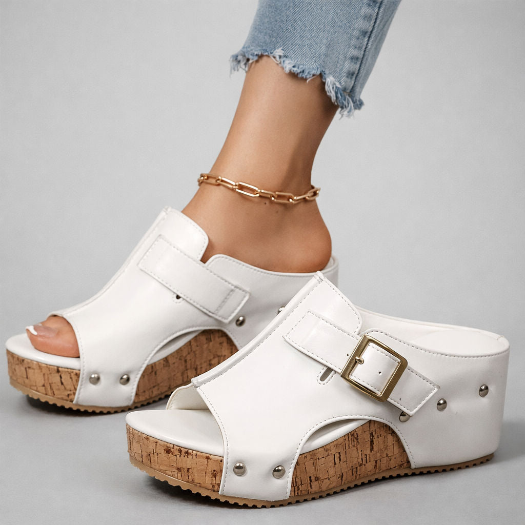 CASSIA™ | Sandales à semelle compensée en cuir