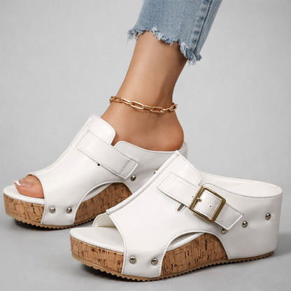 CASSIA™ | Sandales à semelle compensée en cuir