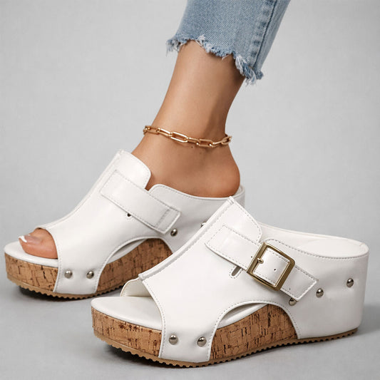 CASSIA™ | Sandales à semelle compensée en cuir