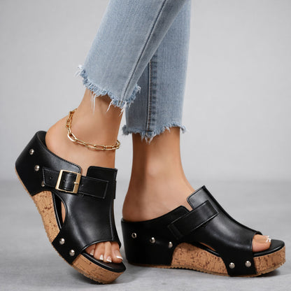 CASSIA™ | Sandales à semelle compensée en cuir