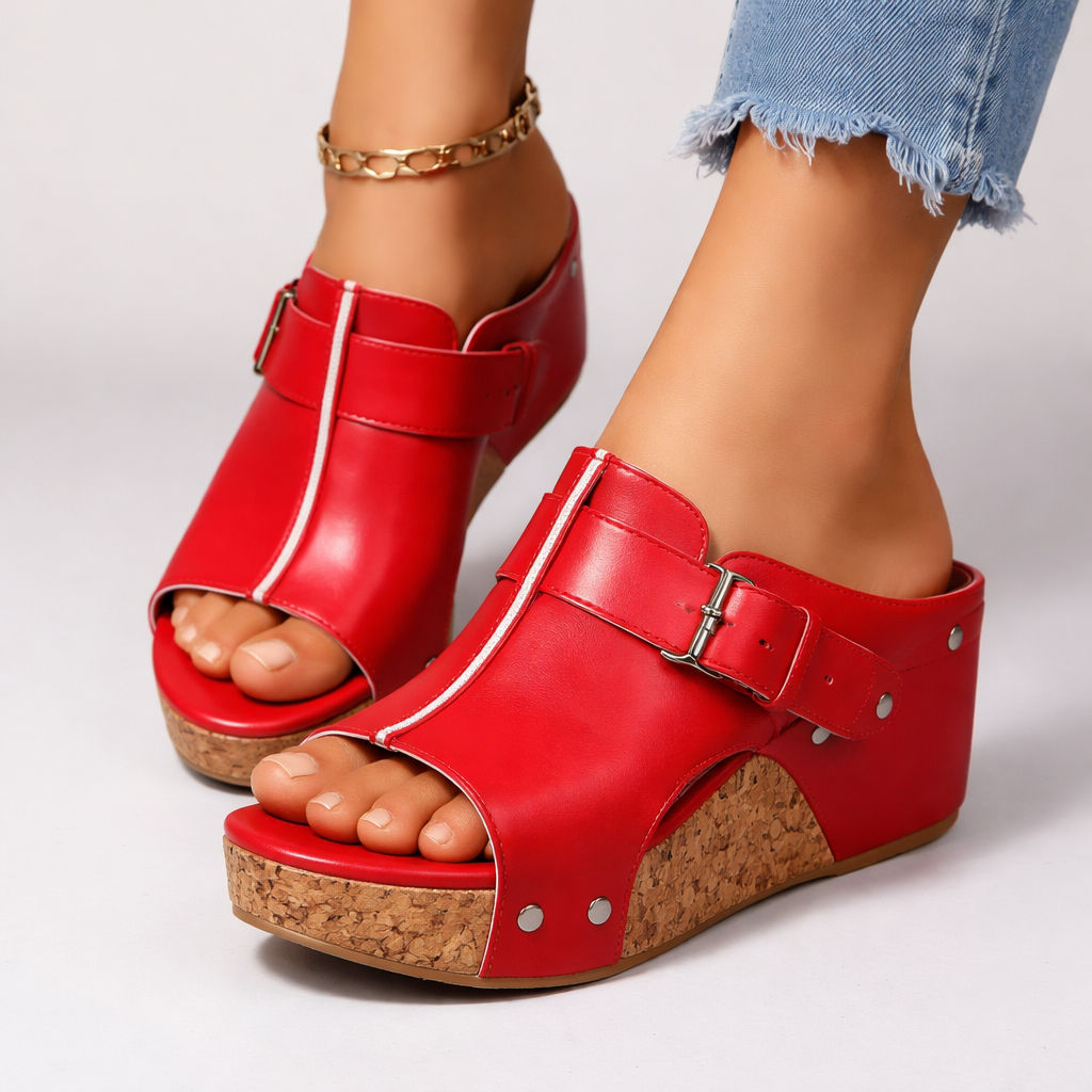 CASSIA™ | Sandales à semelle compensée en cuir