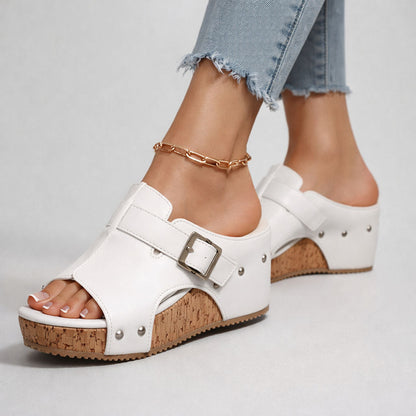 CASSIA™ | Sandales à semelle compensée en cuir
