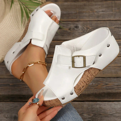 CASSIA™ | Sandales à semelle compensée en cuir
