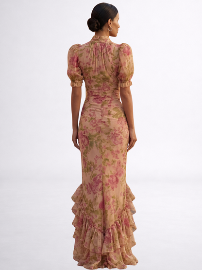 Rosario | Robe longue à motifs floraux en mousseline