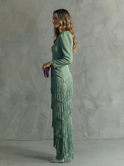 Chiara | Robe élégante à manches à franges