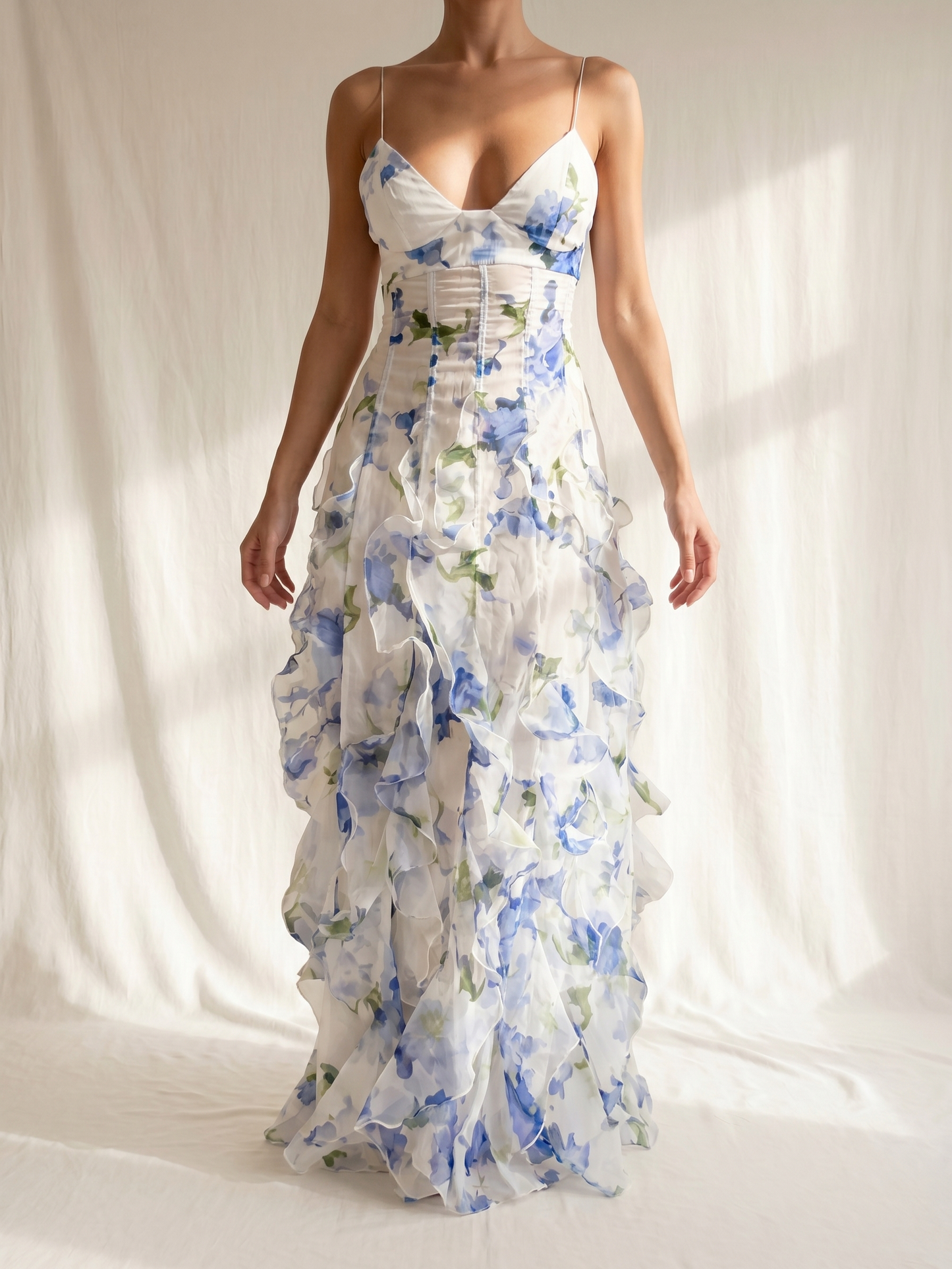 Uri | Robe midi à fleurs avec volants
